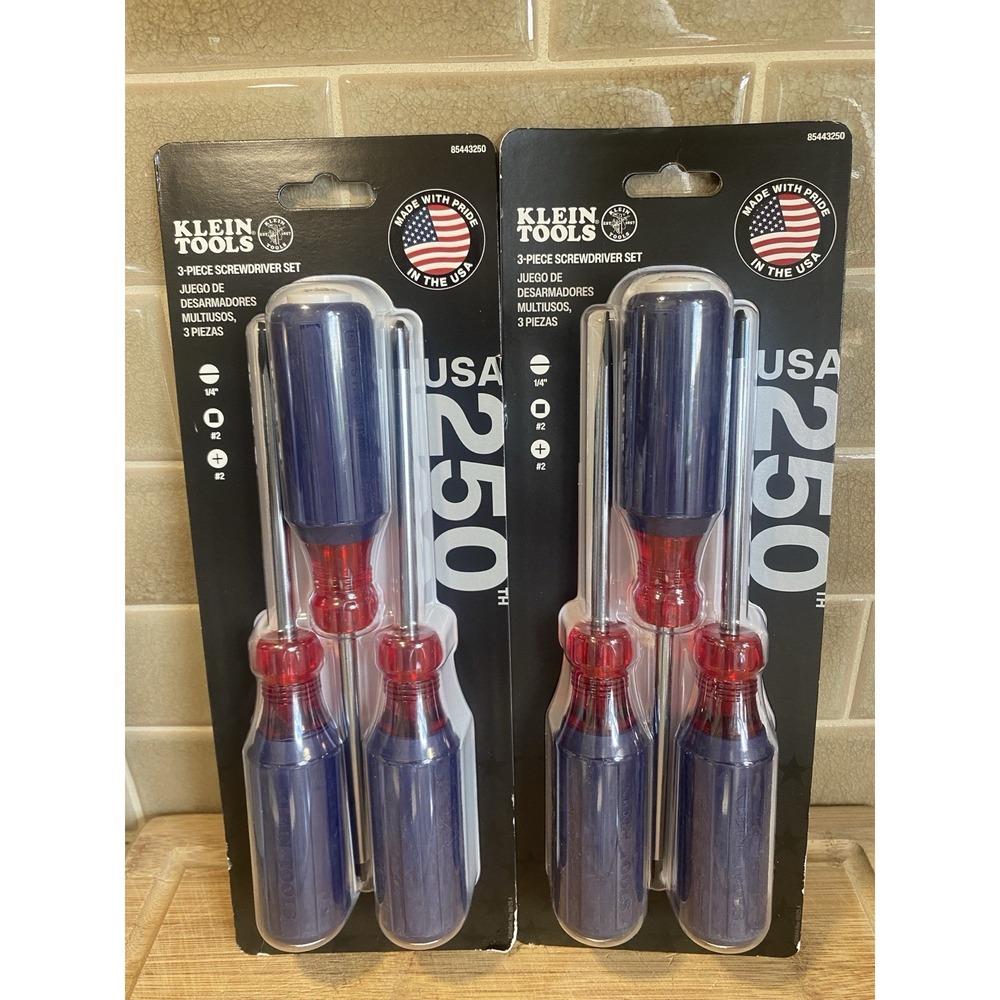 Klein Tools 85443250 250th Anniversary Screwdriver 2 PACK Set 3-Piece USA NIB